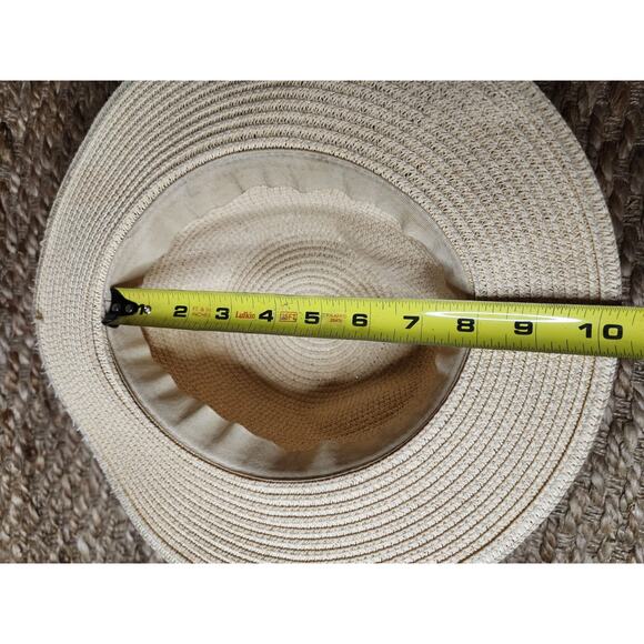 Women's Woven Straw Hat With Black Ribbon Bow Tie Beach Spring Summer - Picture 6 of 6